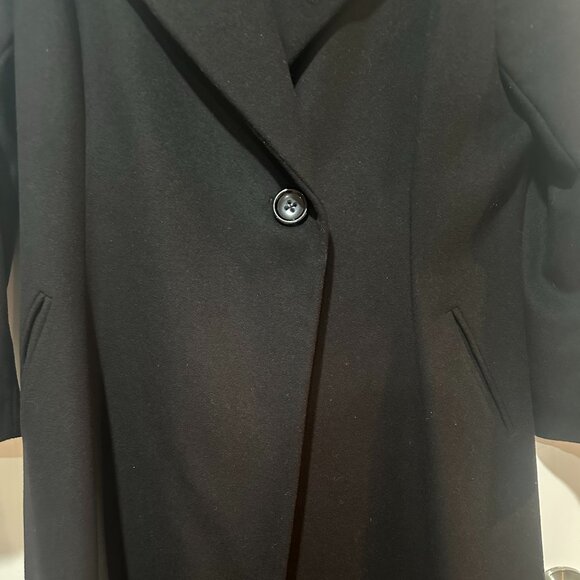 DKNY Elegant Black Wool Cashmere Blend Maxi Coat, Size 14 - Picture 6 of 16
